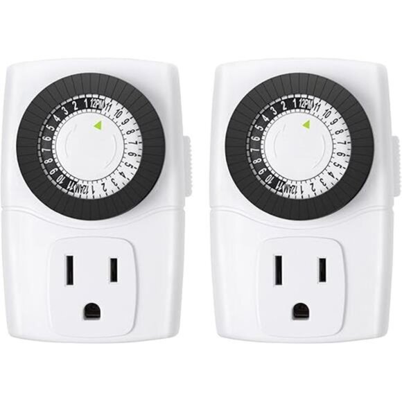 60/U47 Indoor Mini 24-Hour Mechanical Outlet Timer, 3-Prong, 2-Pack - Picture 7 of 7